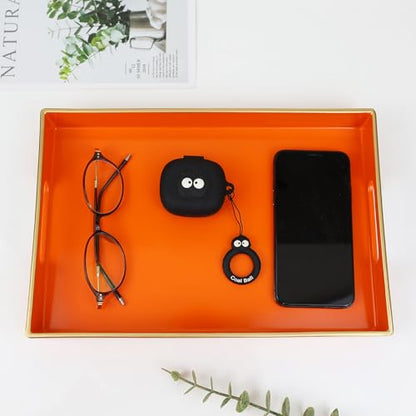 Spsyrine Orange Bathroom Vanity Tray with Handles for Dresser Tops - color: Orange