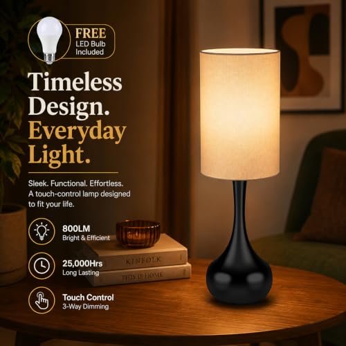19" Mid Century Modern Droplet Table Lamp with Cylinder Shade
