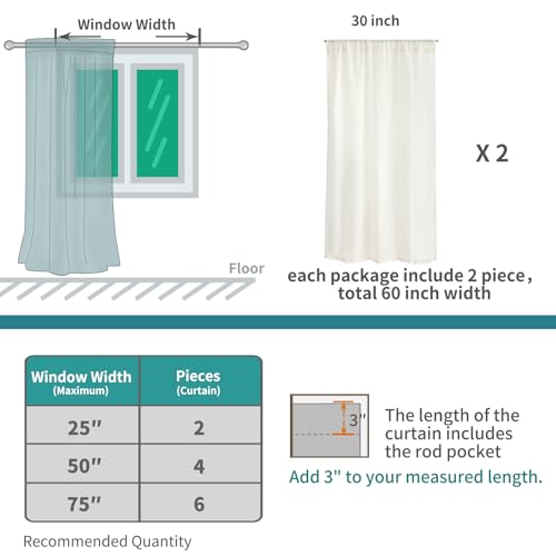 BGment Linen Curtains 36 Inch Length for Small Window Over Sink - color: Linen, size: 30"W x 36"L (Pack of 2)