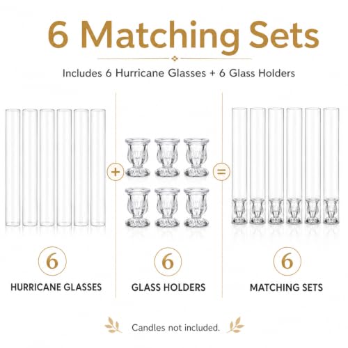 CHILL RECIPE Glass Hurricane Candle Holders, Set of 6, 12" Tall Clear Glass - color: Floral, size: 12Inch (6Pcs)