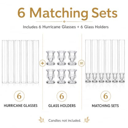 CHILL RECIPE Glass Hurricane Candle Holders, Set of 6, 12" Tall Clear Glass - color: Floral, size: 12Inch (6Pcs)