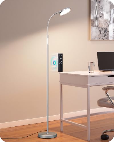 EDISHINE 18W LED Floor Lamp for Living Room, Diamond-Surface, Silver - color: Silver