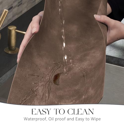 MOSAYT Vinyl Faux Leather Placemats, Set of 6, Brown - color: Brown