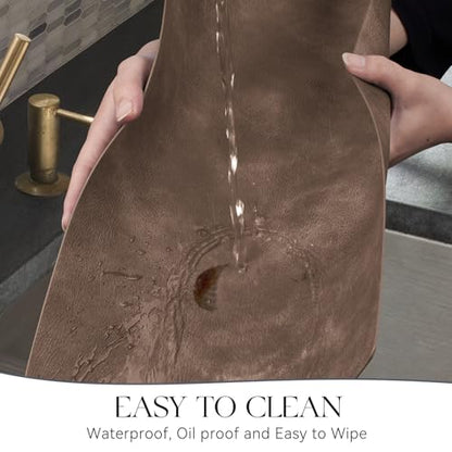 MOSAYT Vinyl Faux Leather Placemats, Set of 6, Brown - color: Brown