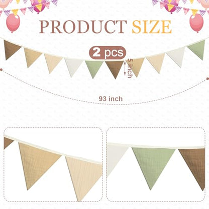 Oudain 2 Pcs Pennant Banner Flags Nursery Garland Triangle, Boho Color - color: Boho Color