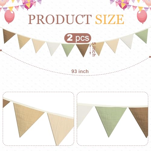 Oudain 2 Pcs Pennant Banner Flags Nursery Garland Triangle, Boho Color - color: Boho Color