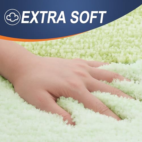 OLANLY Small Bathroom Rugs 24x16, Extra Soft Absorbent Microfiber Bath Rugs - color: Light Green, size: 24" X 16"