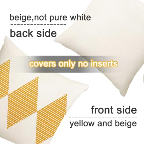 Outdoor Pillows Covers 18x18 Waterproof,Yellow and Beige Set of 4(No Insert - color: Yellow and Beige, size: 18" x 18" (Pack of 4)