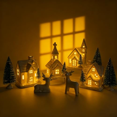 Christmas Village Sets-13 Pieces White Indoor Christmas Decorations