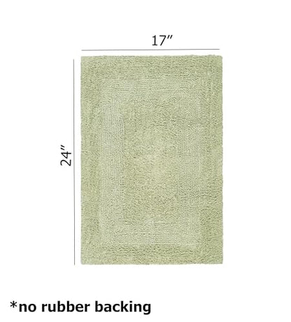 COTTON CRAFT 2 Pack Reversible Bath Mat Rug - Luxurious 17x24 Sage Green - color: Sage, size: 17x24 Inches