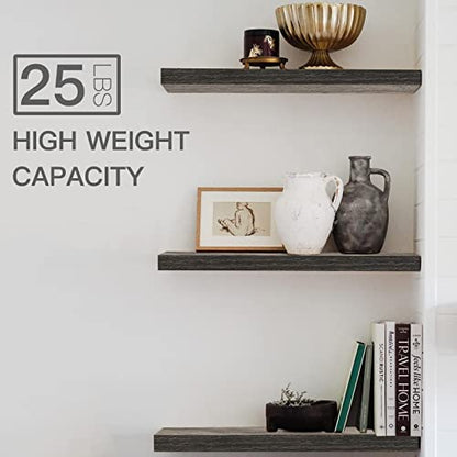 QEEIG Bathroom Long Floating Shelves for Wall (Grey, Set of 2, 23.6") - color: D. Grey, size: 23.6"