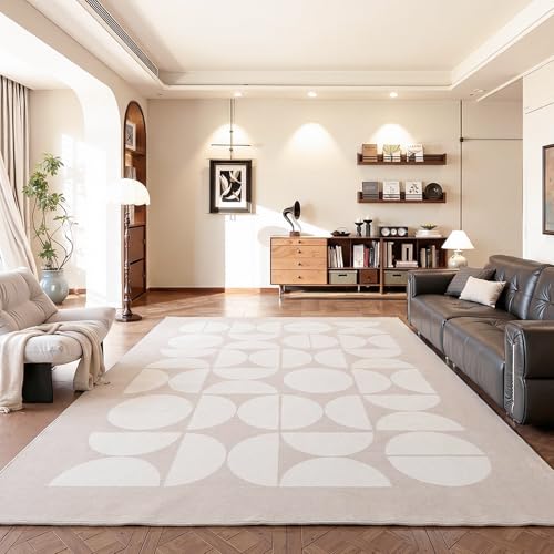 ThreadGlobe Abstract 5x7 Area Rugs Modern Geometric for Living Room, Beige - color: Beige Geometry, size: 5' x 7'