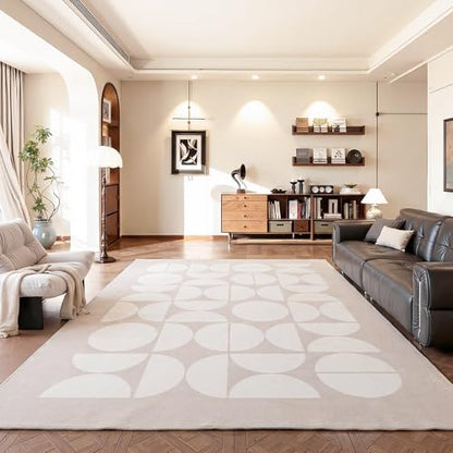 ThreadGlobe Abstract 5x7 Area Rugs Modern Geometric for Living Room, Beige - color: Beige Geometry, size: 5' x 7'