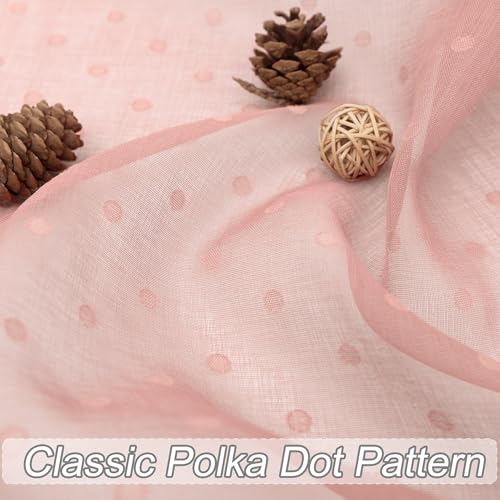 Light Pink Polka Dots Sheer Curtains 54 Inch for Girls Room Lightweight - color: Pink, size: 52"W x 54"L (Pack of 2)