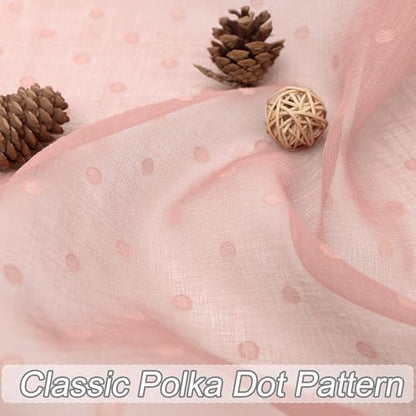 Light Pink Sheer Curtains for Girls Room 84 Inch 2 Panels Set Polka Dots - color: Pink, size: 52"W x 84"L (Pack of 2)