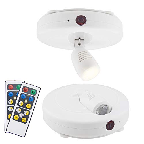 LUXSWAY Wirelss LED Spotlights Battery Art Lights with 2Remote Dimmable Accent Lights Display Picture Lights with Rotatable Head Stick On Wall Lights for Poster Dartboard Artwork-2Pack - color: White-2Pack
