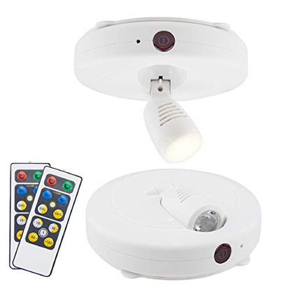 LUXSWAY Wirelss LED Spotlights Battery Art Lights with 2Remote Dimmable Accent Lights Display Picture Lights with Rotatable Head Stick On Wall Lights for Poster Dartboard Artwork-2Pack - color: White-2Pack