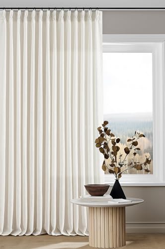 TWODRAPES 98 Inch Long Curtains Pinch Pleat Linen Curtains 2 Panels Natural - color: Natural, size: 40"W x 98"L (Pack of 2)