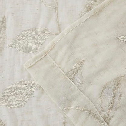 Bujasso Embroidered Leaf Sheer Curtains, Natural 38" Wx84 Lx2 - color: Natural, size: 38"W x 84"L (Pack of 2)