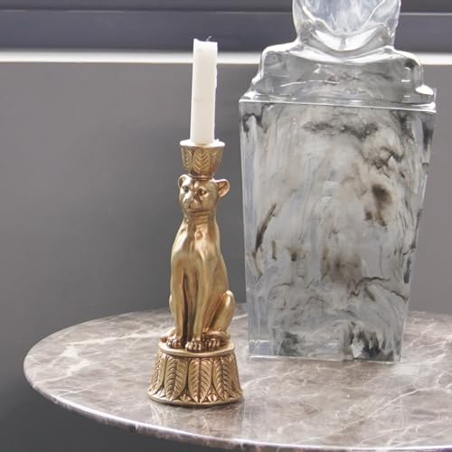 Guichifun Leopard Candlestick Holder Table Decor 9 in - color: Gold-leopard