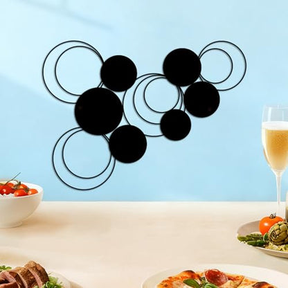 DUOOLN Black Abstract Metal Wall Decor, Geometrical Single Line Hanging Art - color: Black - Circle