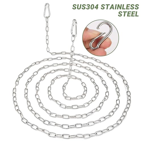 10 Feet SUS304 Stainless Steel Chain with 2PCS Detachable Chain Link, Hanging Chain Link Light Duty Chain, Heavy Duty Hanging Chain for Home Outdoor Camping, Thickness 0.08 inches - color: Silver, size: With Chain Links