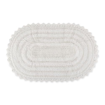DII Crochet Collection Reversible Bath Mat, Small Oval, 17x24, White - color: White, size: 1'5" x 2' (Oval)