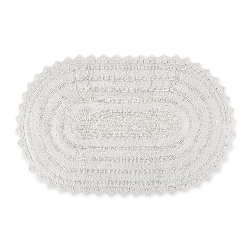 DII Crochet Collection Reversible Bath Mat, Large Oval, 21x34, White - color: White, size: 1'9" x 2'10" (Oval)
