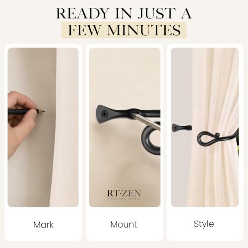 RTZEN Metal Curtain Tiebacks, Drapery Holders for Wall, 2 Pcs - size: Medium, style: Loophole