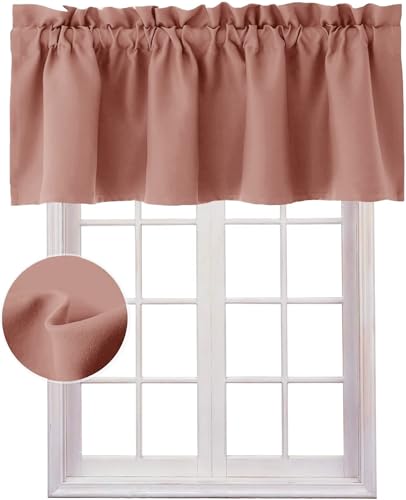 Hiasan Dusty Rose Valance Curtains for Window 42 x 12 Inches 1 Panel - color: Dusty Rose, size: 42"W x 12"L (Pack of 1)