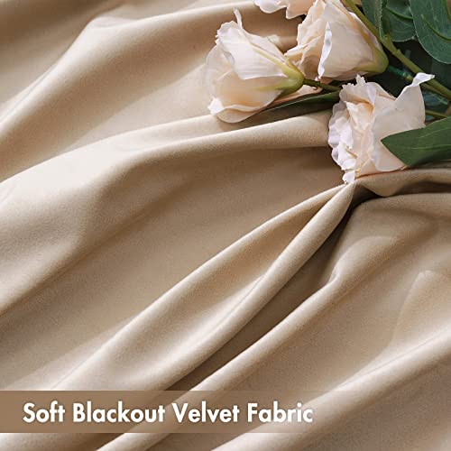 MIULEE Camel Beige Blackout Velvet Curtains Drapes 63 Inch Long 52"x63" - color: Camel Beige, size: 52"W x 63"L (Pack of 2)