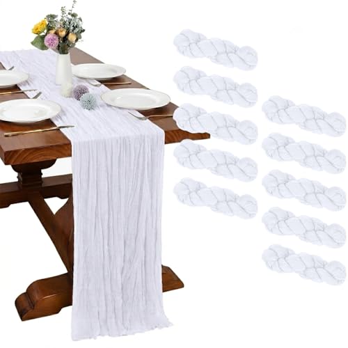 10 Pack White Cheesecloth Table Runner 17 x 108 Inch - color: White, size: 10Pcs - 9 Ft