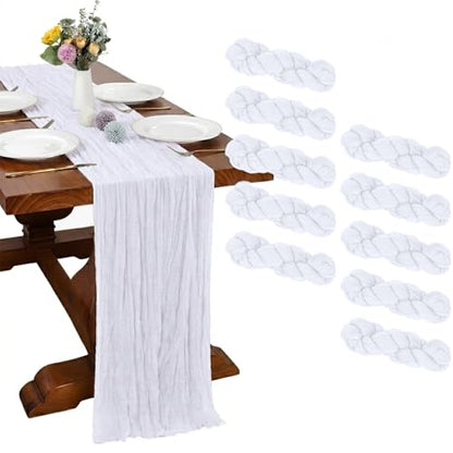 10 Pack White Cheesecloth Table Runner 17 x 108 Inch - color: White, size: 10Pcs - 9 Ft