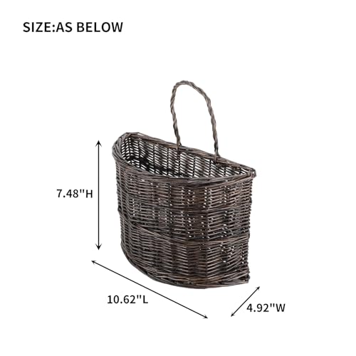 Wicker Wall Hanging Storage Basket, Small Black Half Moon - color: Black, size: Sector