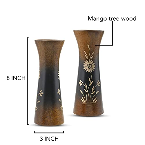 Aeravida Rich and Natural Flower Mango Tree Wood Flower Vase (2 PCS) | Modern Farmhouse Home Décor | Kitchen Bedroom Living Room Home Decoration - size: 2PCS