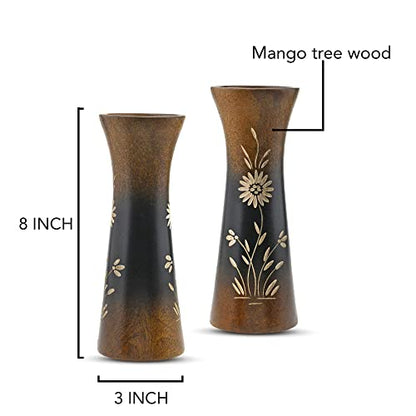 Aeravida Rich and Natural Flower Mango Tree Wood Flower Vase (2 PCS) | Modern Farmhouse Home Décor | Kitchen Bedroom Living Room Home Decoration - size: 2PCS