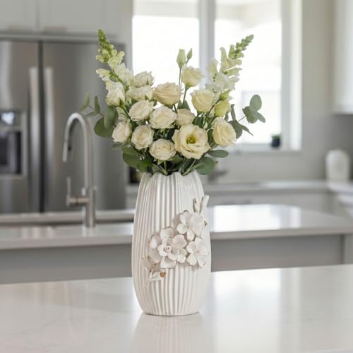 White Ceramic Vase,Modern Vase for Centerpieces,9 Inch - color: White, size: 9 inch