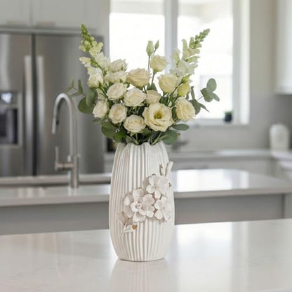 White Ceramic Vase,Modern Vase for Centerpieces,9 Inch - color: White, size: 9 inch
