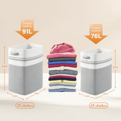 OIAHOMY 91L Laundry Hamper, XXXLarge Collapsible Laundry Basket Gray - color: Gray, size: 16*15*24