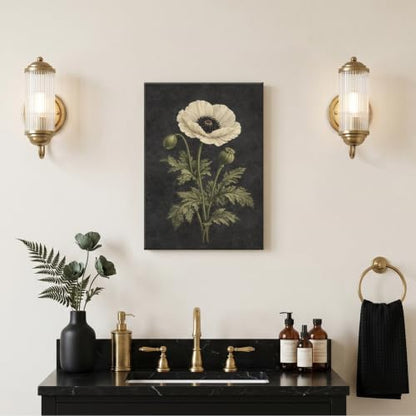 Framed Botanical Wall Art, Moody Poppy Canvas Prints, 16x24 Inch - color: Poppy