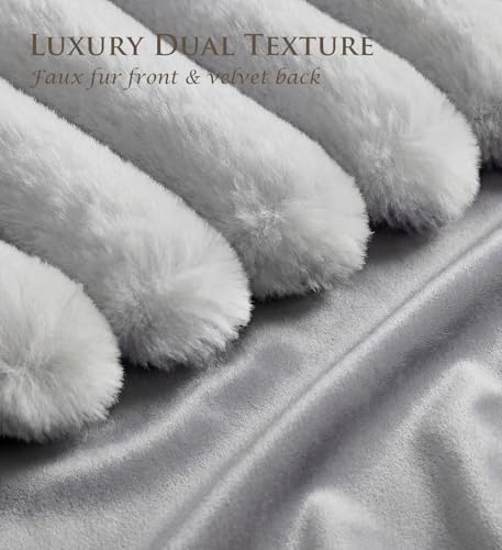 Set of 2 Decorative Throw Pillow Covers 22x22 Fall Faux Fur Light Gray - color: Gray, size: 22" x 22" (Pack of 2)