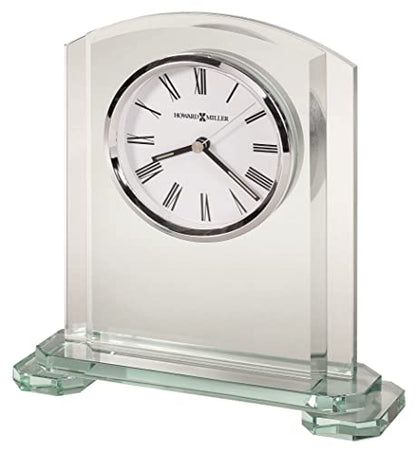 Howard Miller Stratus Tabletop Clock – Arched Glass Alarm Clock with Roman Numerals, Battery Operated Quartz Movement, Modern Desk Clock