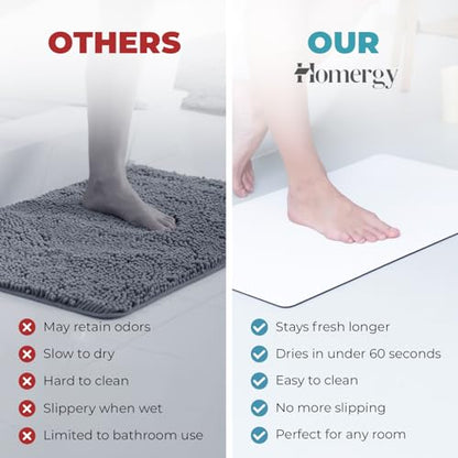Homergy Bath Mat for Bathroom Non Slip, Quick Dry, 18x28 in, White - color: White, size: 18" x 28"