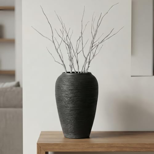 Black Rustic Farmhouse Ceramic Vase, 10.2 Inch - size: 10.2 Inch