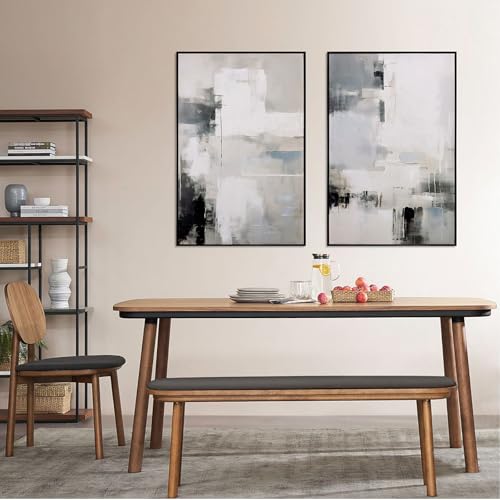 SAFERRYHOME Neutral Abstract Hand Painted Wall Art, 24x36 Inches, Set of 2 - color: Grey Abstract, size: 24" x 36" x 2 Panel Framed