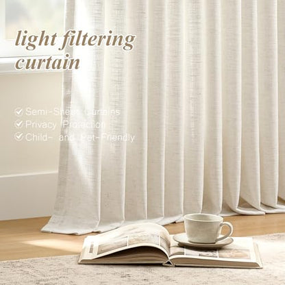 AUSSPVOCT Pinch Pleated Sheer Curtains 96 Inches Long for Living Room - color: Natural, size: 40"W x 96"L (Pack of 2)