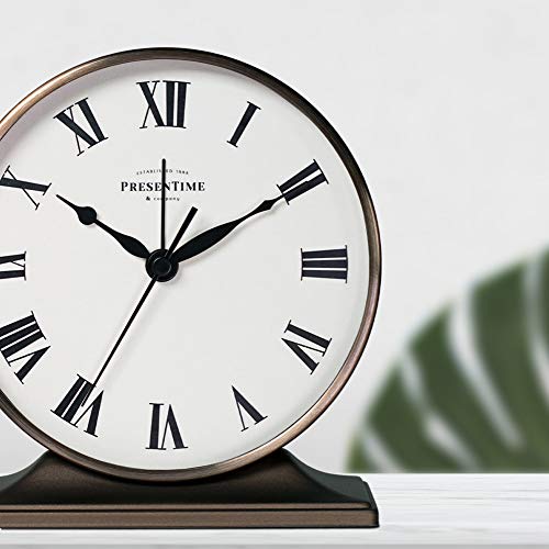 Presentime Lewis Mantel Alarm Clock - color: Copper Finish, size: 5.5*5 inch