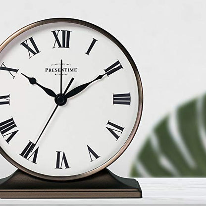 Presentime Lewis Mantel Alarm Clock - color: Copper Finish, size: 5.5*5 inch