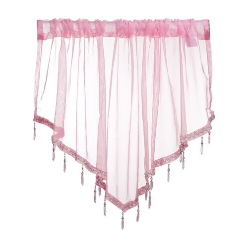 uxcell Window Valance, 51x24 Beaded Sheer Valance Curtains Light Pink - color: Light Pink