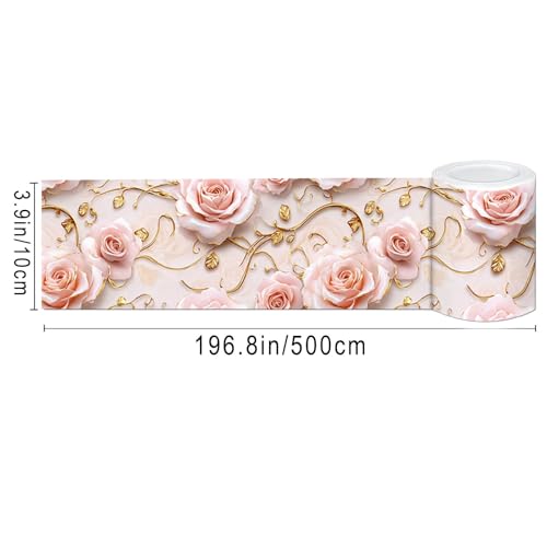 IVN Wallpaper Border Peel and Stick Wall Romantic Pink Rose 4x196 Inch - color: Romantic Pink Rose